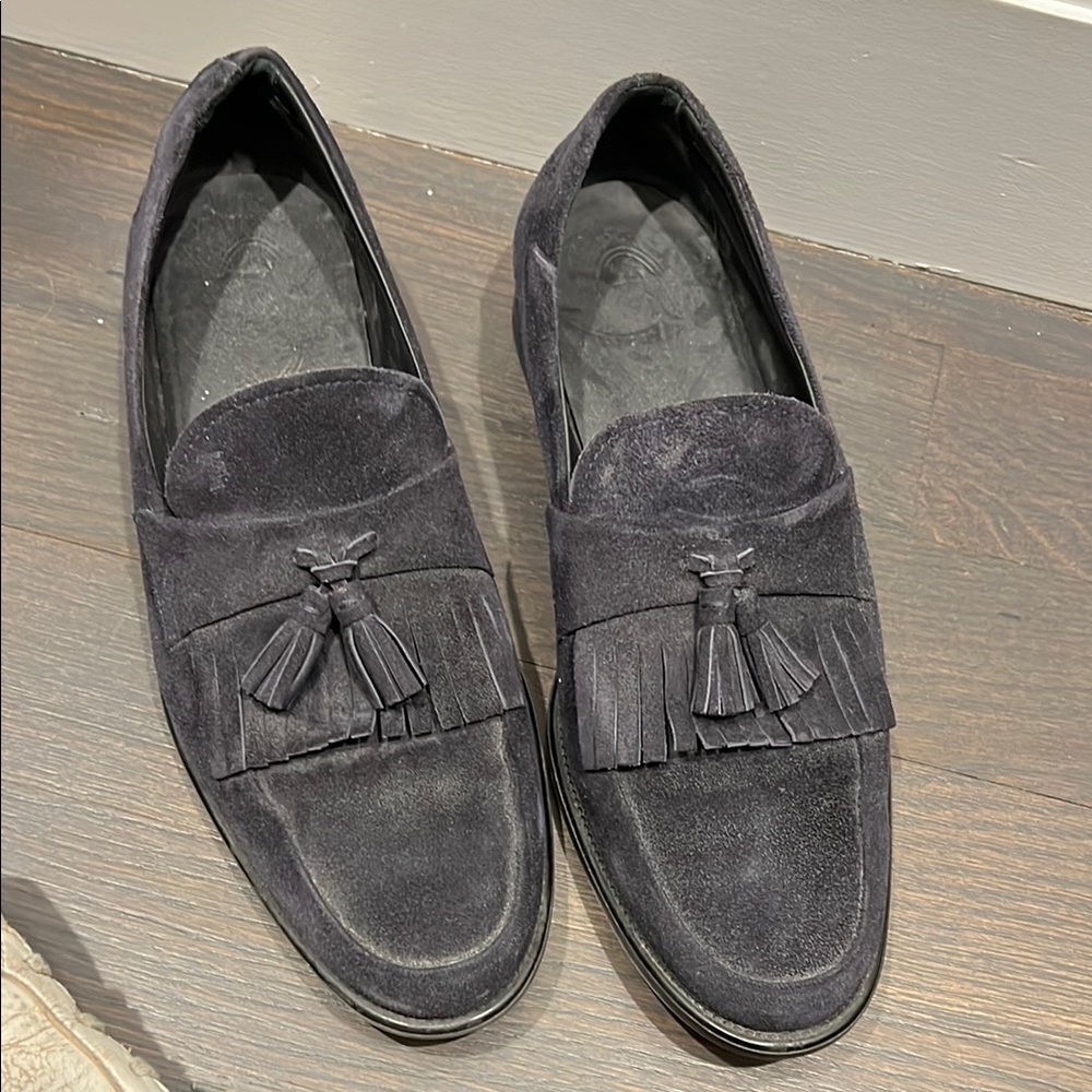 Men's Black Suede Loafers with Tassels